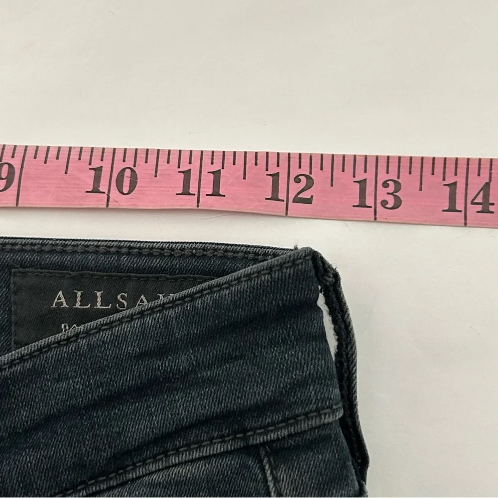 All Saints Dax Cigarette Skinny Jeans‎ Actual Size 24X26 Ankle Black Stretch